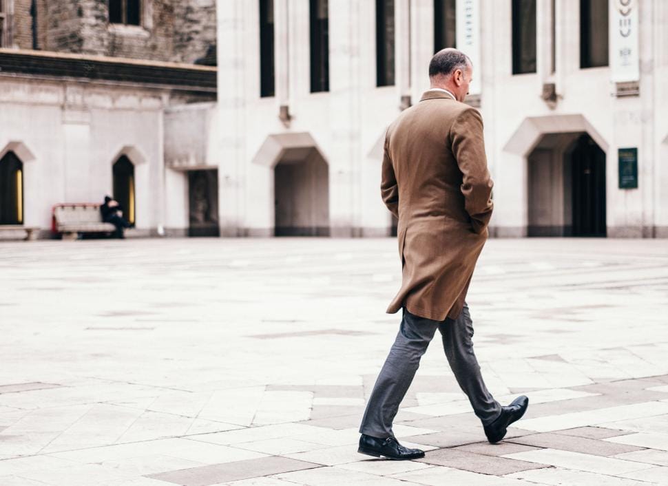 A man in a coat on the street