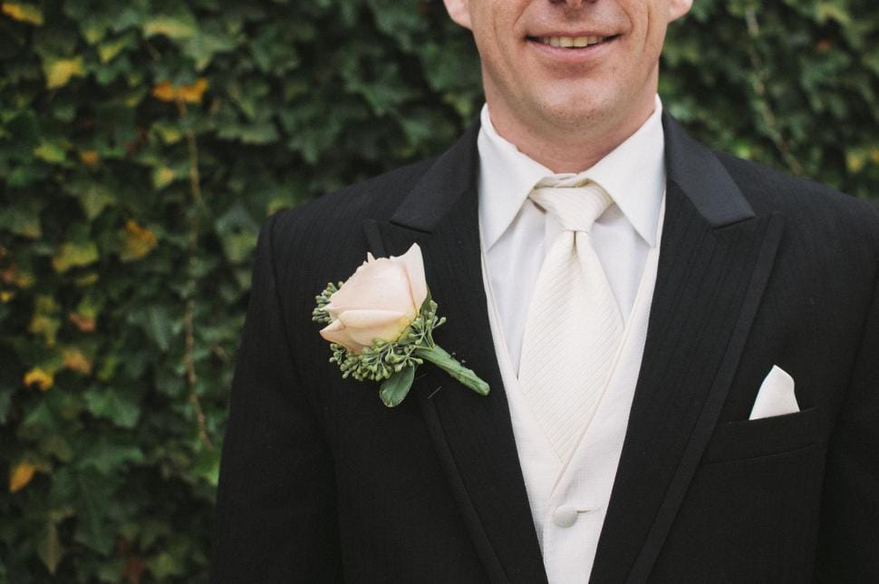 Boutonnière on a tuxedo lapel